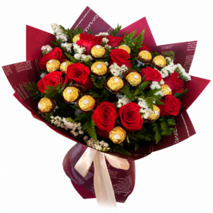Ramo de 12 Rosas importadas y 18 Ferrero Rocher! 